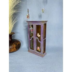 Handpainted floral tall cabonet cupboard Dollhouse Furniture Miniature 1:12 6"